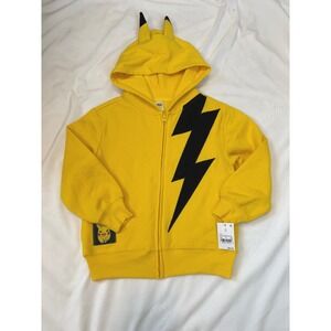 Pokemon Pikachu Boys Yellow Zip Up Hoodie Lightning Bolt 3D Ears XS PMPOO2YYJH